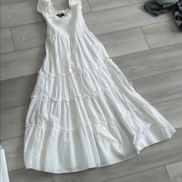 Chic White Ruffled Maxi Dress - Picture 4 of 5